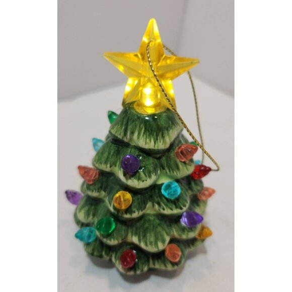 Vintage Mr. Christmas Mini Ceramic Light Up Christmas Tree Ornament 4.5" Battery - Picture 1 of 14